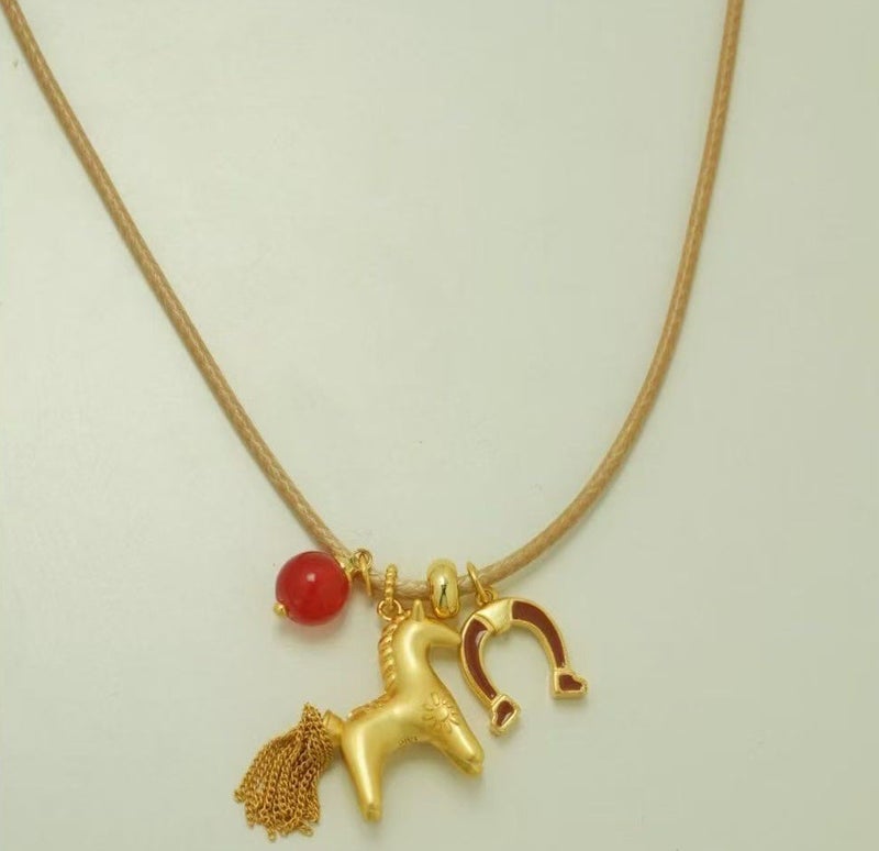 New Sterling Silver Matte Pendant Pony Necklace Women'S High-End Niche Accessible Luxury Jewelry Fashion Versatile Jewelry Accessories - Image 1